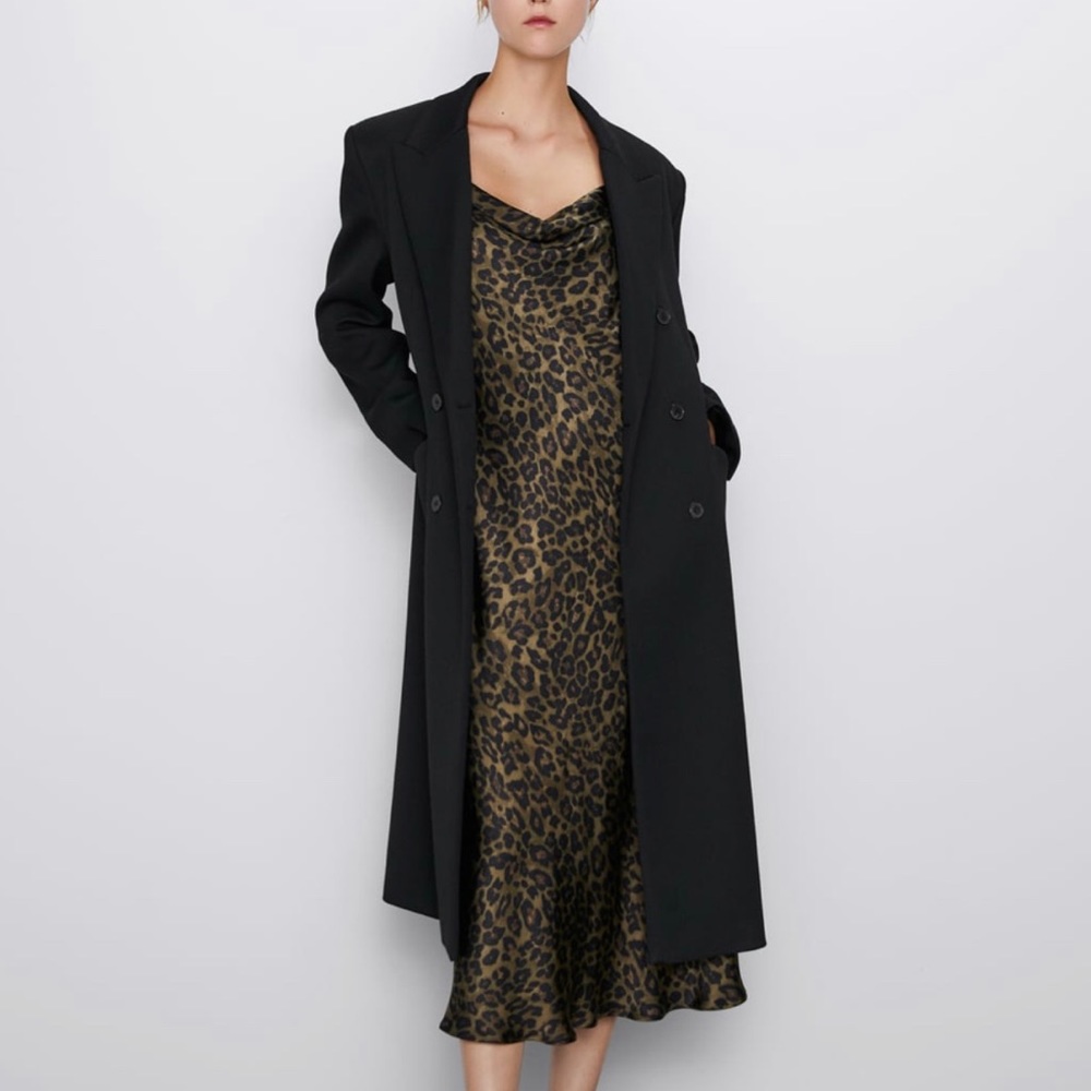 Zara Animal Print Satin Slip Dress XS